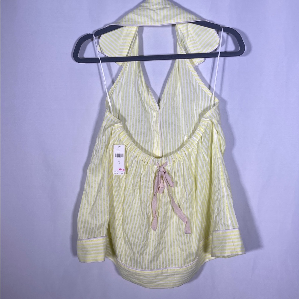 ANTHROPOLOGIE WOMENS BUTTON FRONT SWING BLOUSE YELLOW WHITE SMALL NEW WITH TAGS - Picture 5 of 7